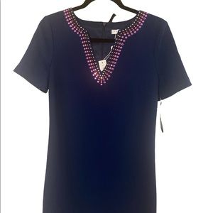 NWT TRINA TURK Navy Ink Heatwave Rhinestone Mini Dress SZ 2💕